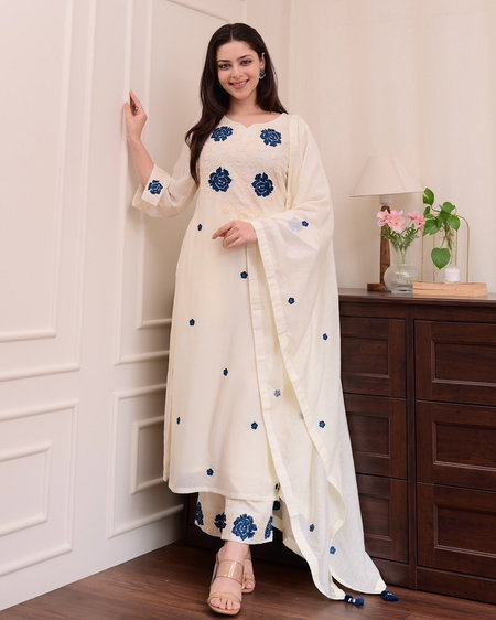 Tew Viscose With Embroidery Kurti With Bottom Dupatta Suppliers In India